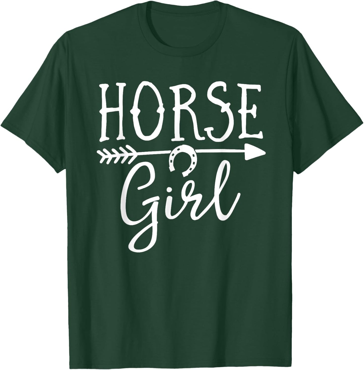 Horse Girl Equestrian Riding Rider Show Farm Barn Horseshoe T-Shirt - T-Shirt | Forest