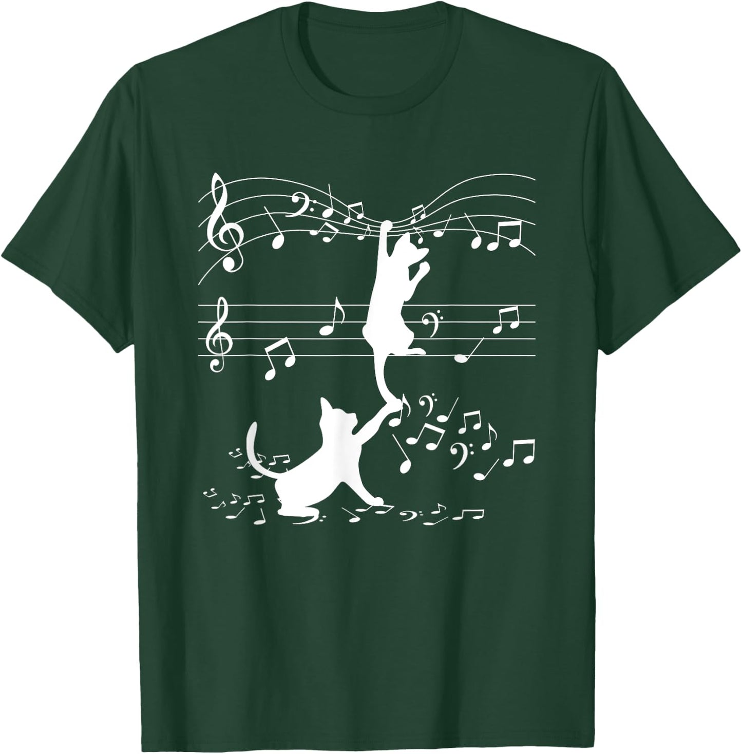Black Cats Playing With Music Note Cat Lover Design Women T-Shirt - T-Shirt | Forest