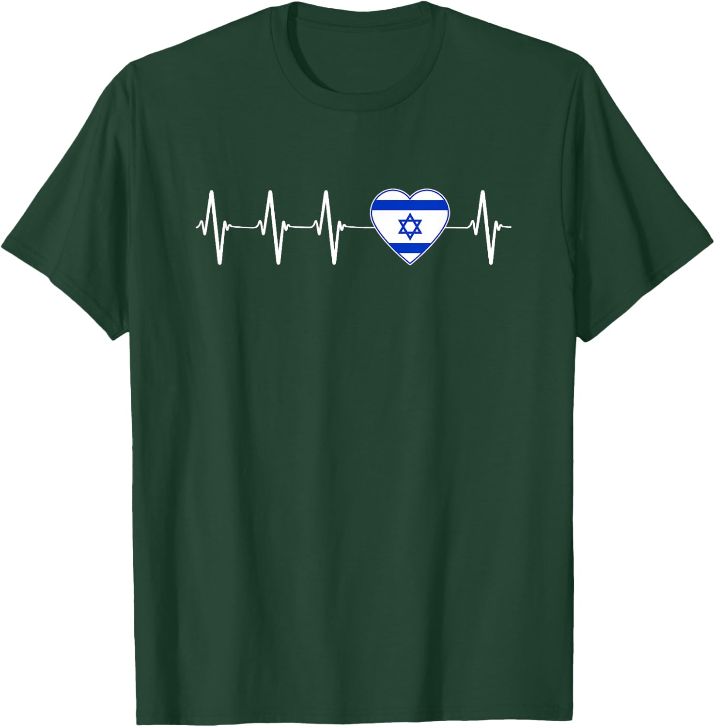 Israeli Heartbeat I Love Israel Flag Pro Jewish T-Shirt - T-Shirt | Forest