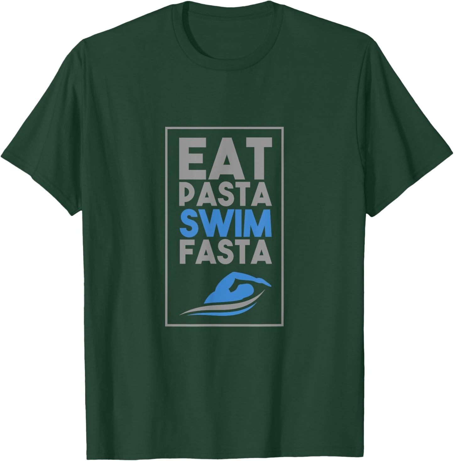UAB KIDKIS Kids Black Small Classic Fit Modern Short Sleeve Pasta Swim Fasta Funny Swimmer Swimming Gift T-Shirt - T-Shirt | Forest