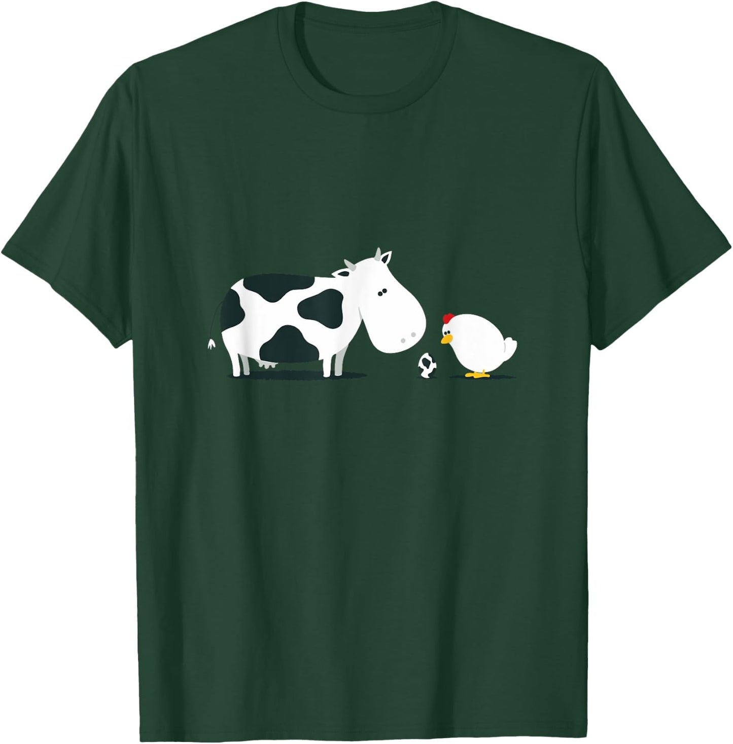 Funny and cute Cow with Chicken Cartoon with egg T-Shirt - T-Shirt | Forest