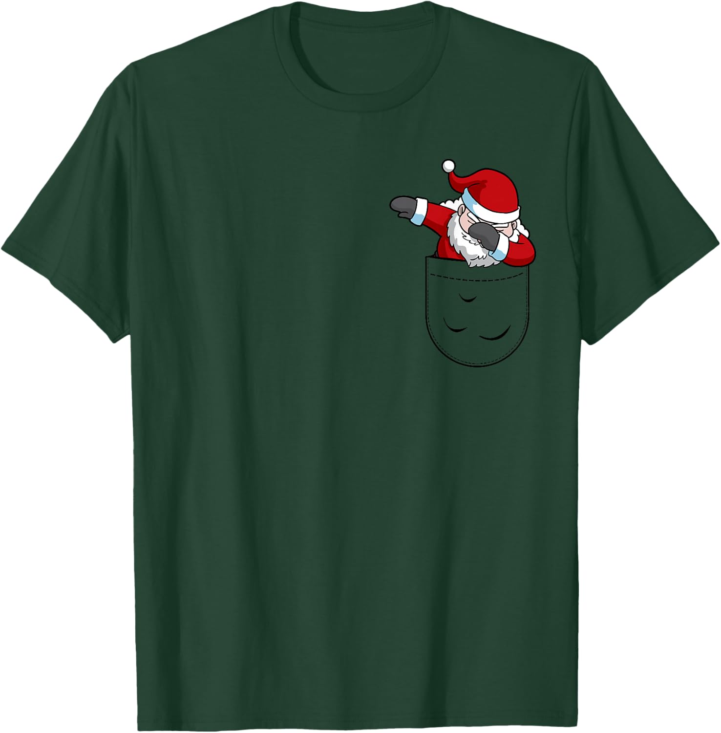 Christmas Santa Claus Dabbing Faux Pocket Holiday Design T-Shirt - T-Shirt | Forest