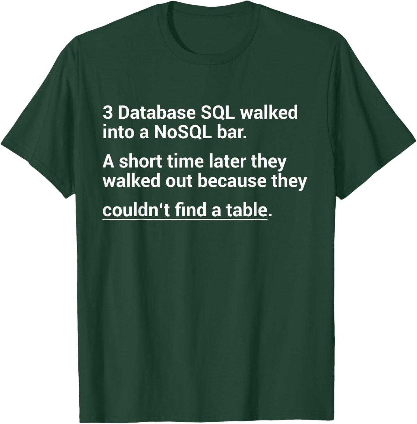 Funny SQL Query Joke For Programmer T-Shirt - T-Shirt | Forest