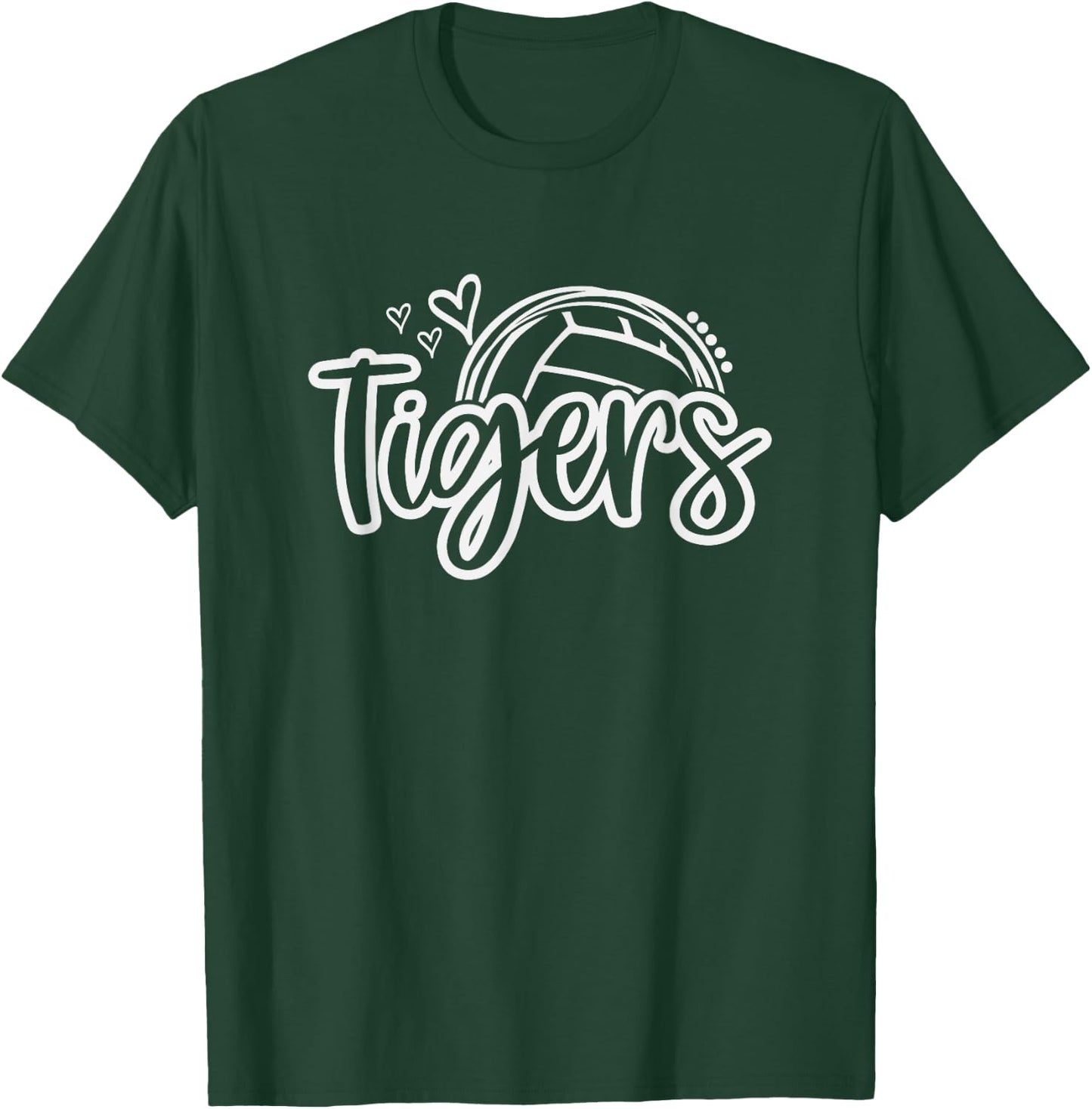 Volleyball Tigers School Sports Fan Team Spirit T-Shirt - T-Shirt | Forest