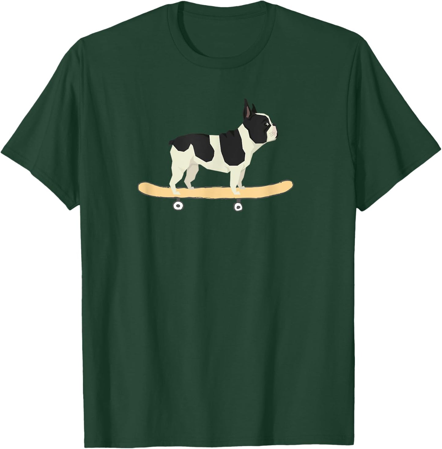 Funny Skateboarding French Bulldog Puppy Gift T-Shirt - T-Shirt | Forest