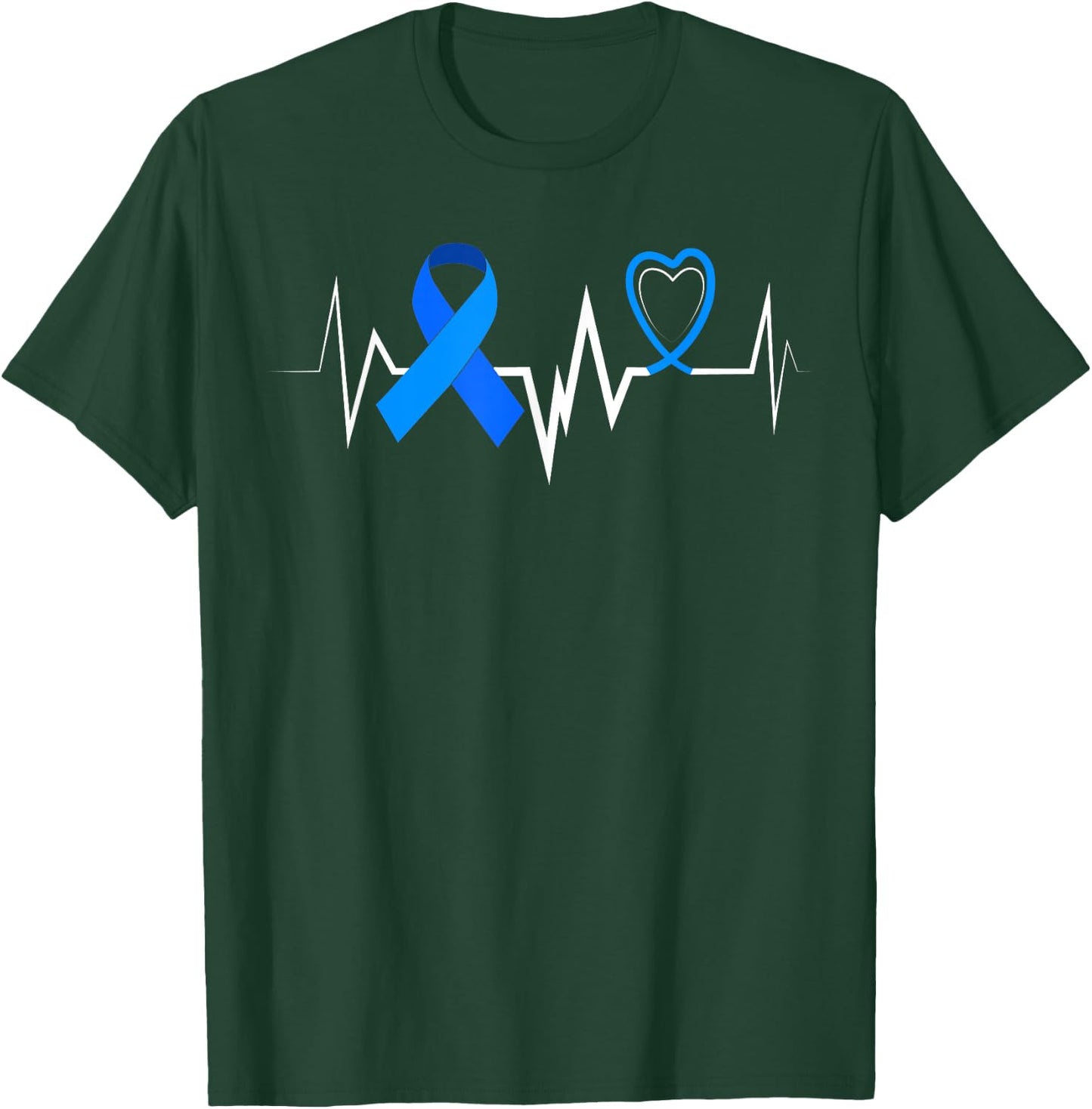 Heartbeat Colorectal Ribbon Colon Cancer Awareness Shirt T-Shirt - T-Shirt | Forest