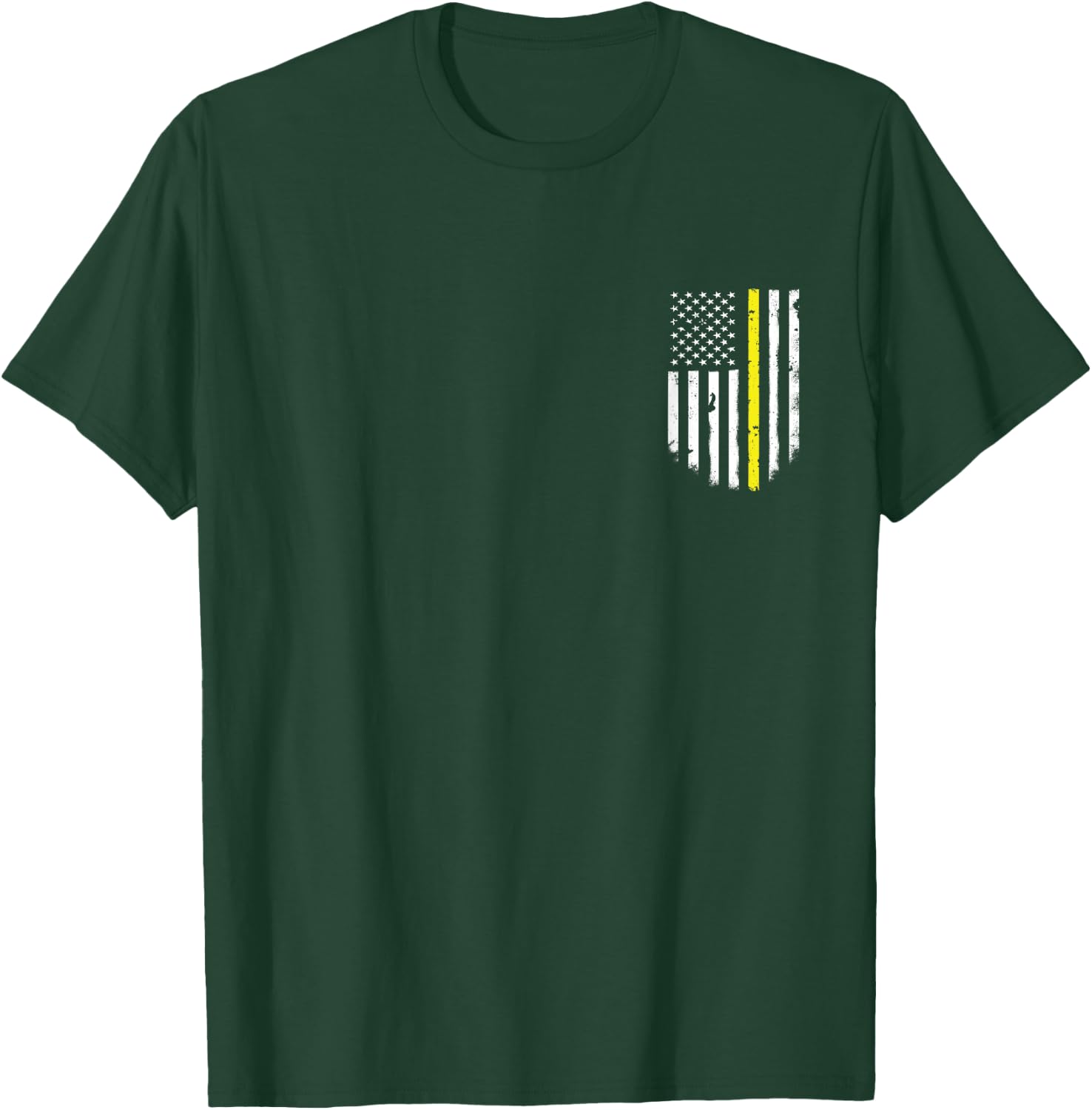 Thin Yellow Line American Flag Pocket Vintage T-Shirt - T-Shirt | Forest