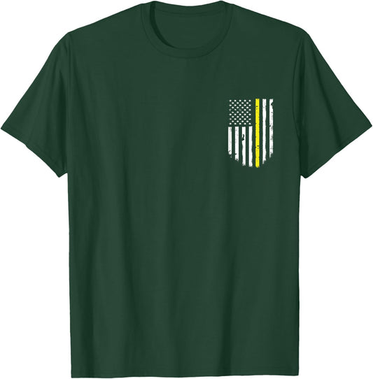 Thin Yellow Line American Flag Pocket Vintage T-Shirt - T-Shirt | Forest