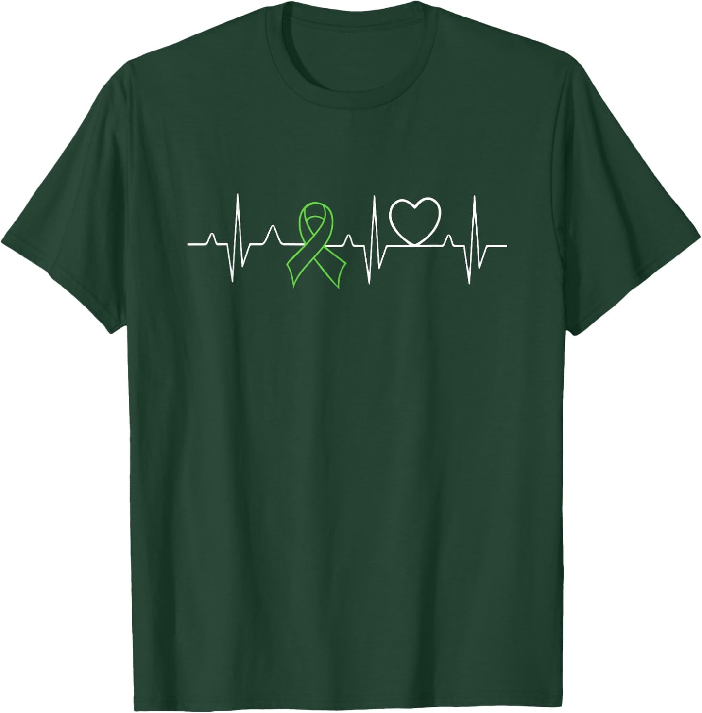 Brain Injury Heartbeat - Brain Injury Awareness Shirt T-Shirt - T-Shirt | Forest