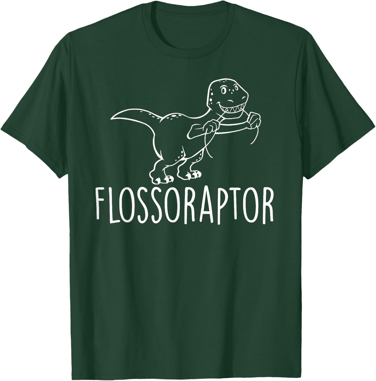 Flossoraptor Flossing Cute Dinosaur Dental Babe T Shirt T-Shirt - T-Shirt | Forest