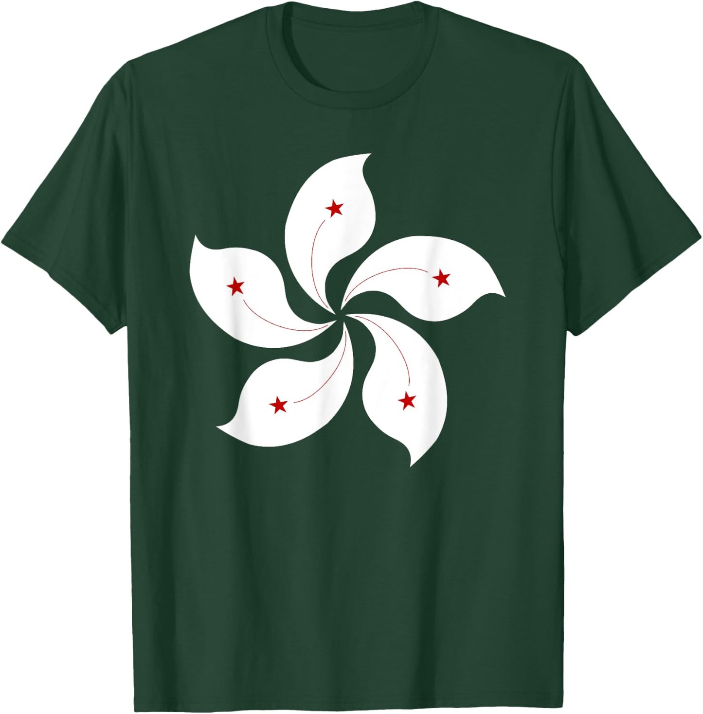 Hong Kong Flag Five Petal Orchid Flower Graphic Men Women T-Shirt - T-Shirt | Forest
