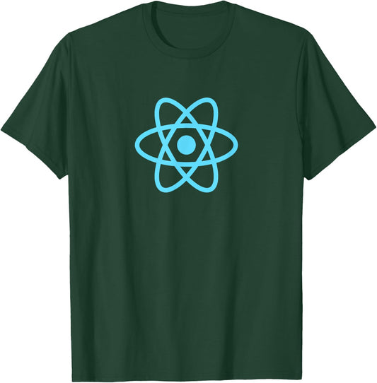 ReactJS Official Logo JavaScript Framework - Men's Adult Black Small Classic Fit Short Sleeve Collarless T-Shirt - T-Shirt | Forest