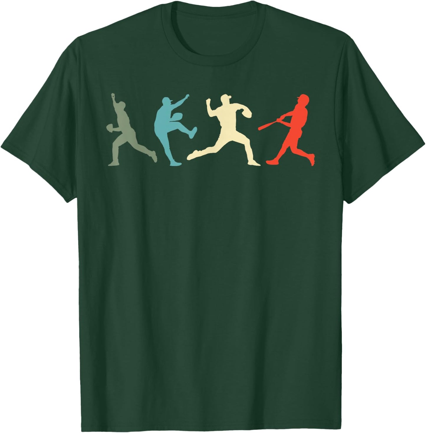 Baseball Vintage Catcher Pitcher Batter T-Shirt - T-Shirt | Forest