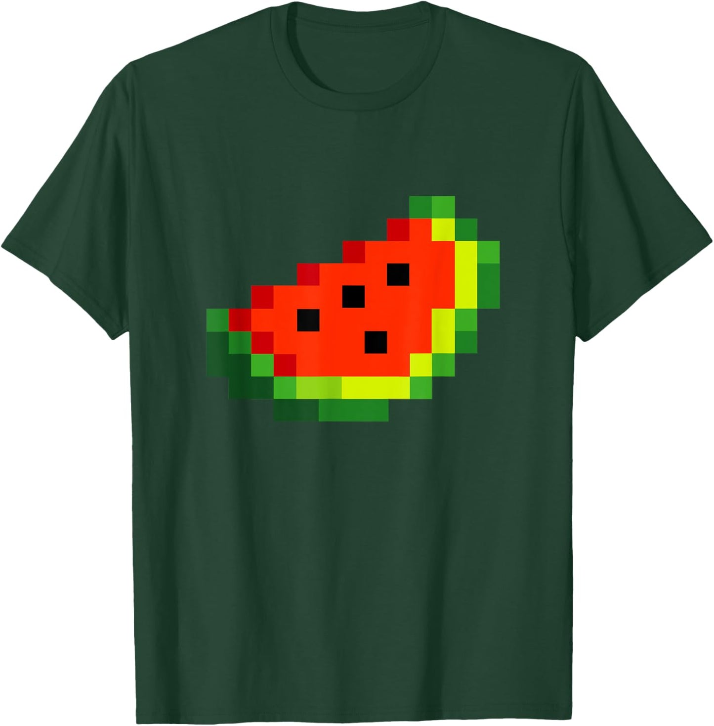 Funny Pixel Watermelon - Retro 8-Bit Arcade Gamer Fruit T-Shirt - T-Shirt | Forest