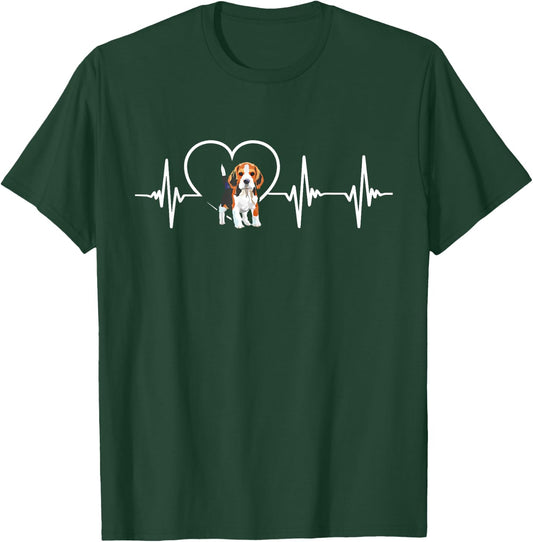 Beagle Heartbeat Love Beagle T-Shirt - T-Shirt | Forest