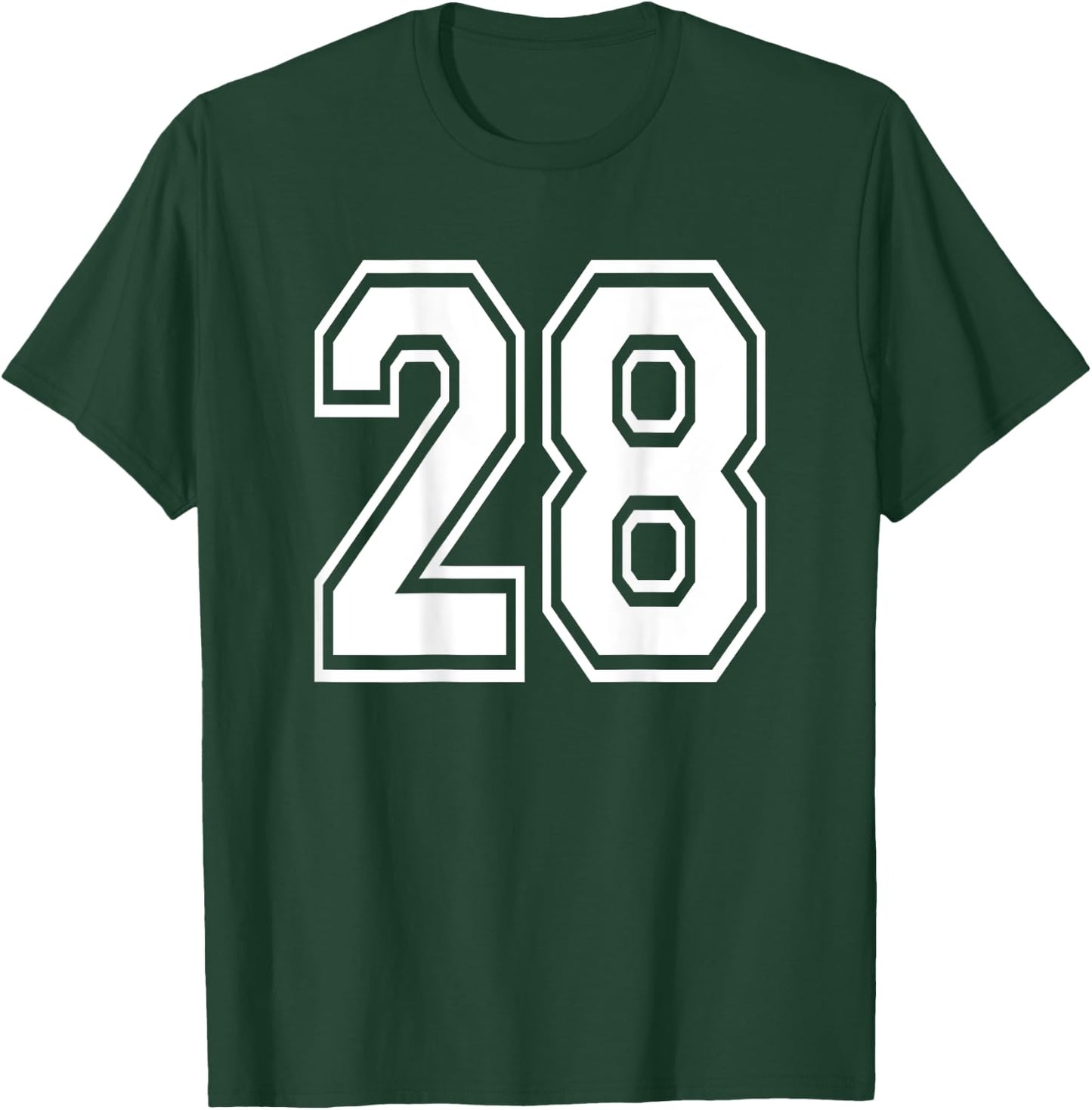 Number 28 Sports Player Number BACK Of Shirt Only T-Shirt - T-Shirt | Forest