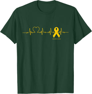 Pediatric Cancer Shirt Cancer Heartbeat Gift Kids T-Shirt - T-Shirt | Forest