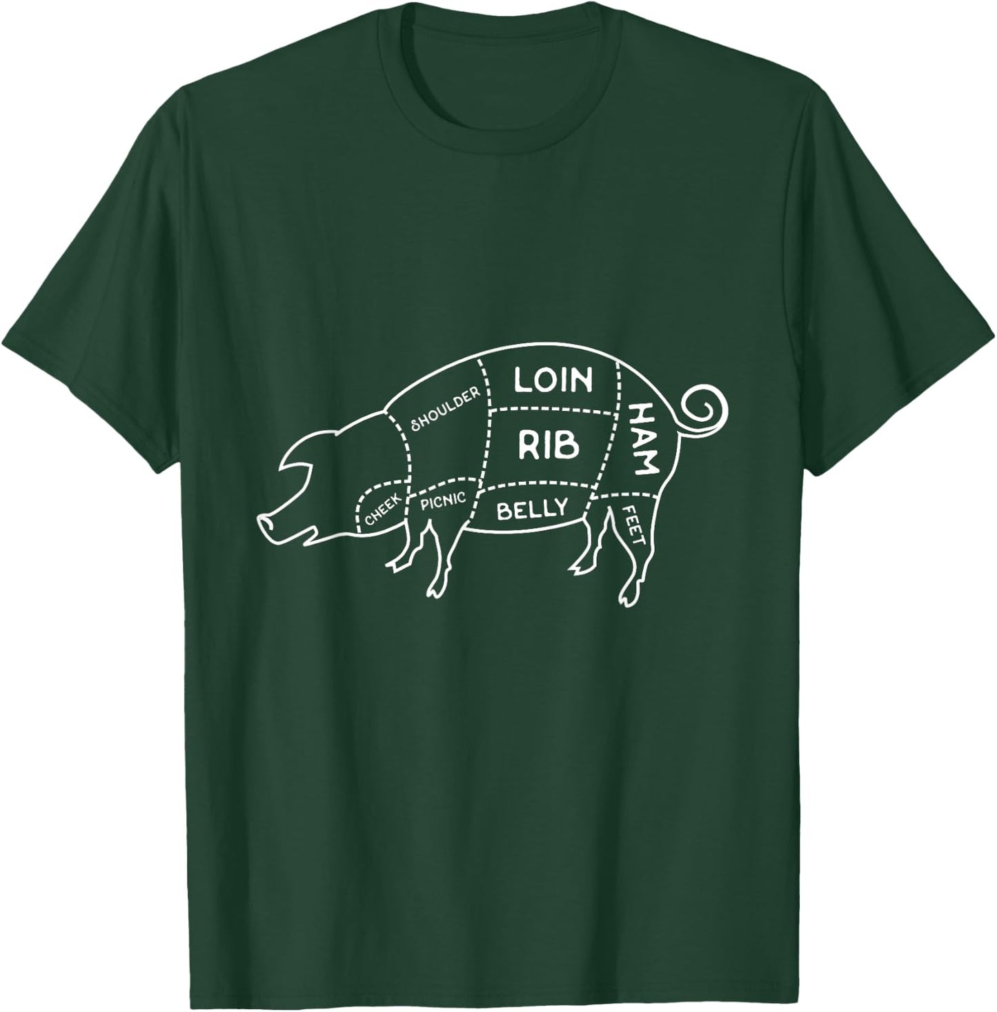 Pork Pig Meat Butcher Cut Chart T-Shirt - T-Shirt | Forest
