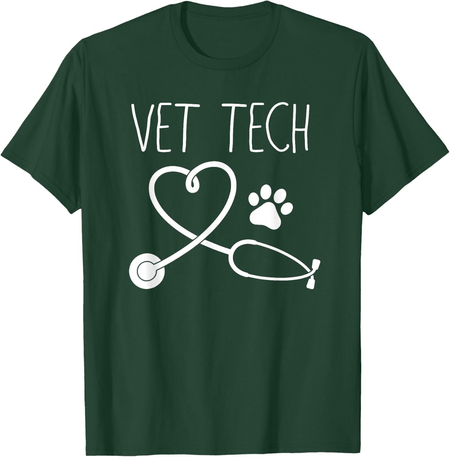 VET TECH LOVE , Animal Love Care Paw Print Gift T-Shirt - T-Shirt | Forest
