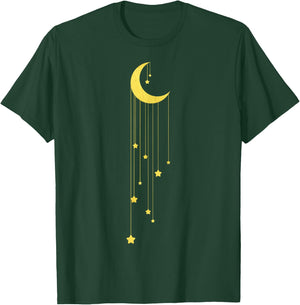 Gold Moon And Falling Stars Graphic T-Shirt - T-Shirt | Forest
