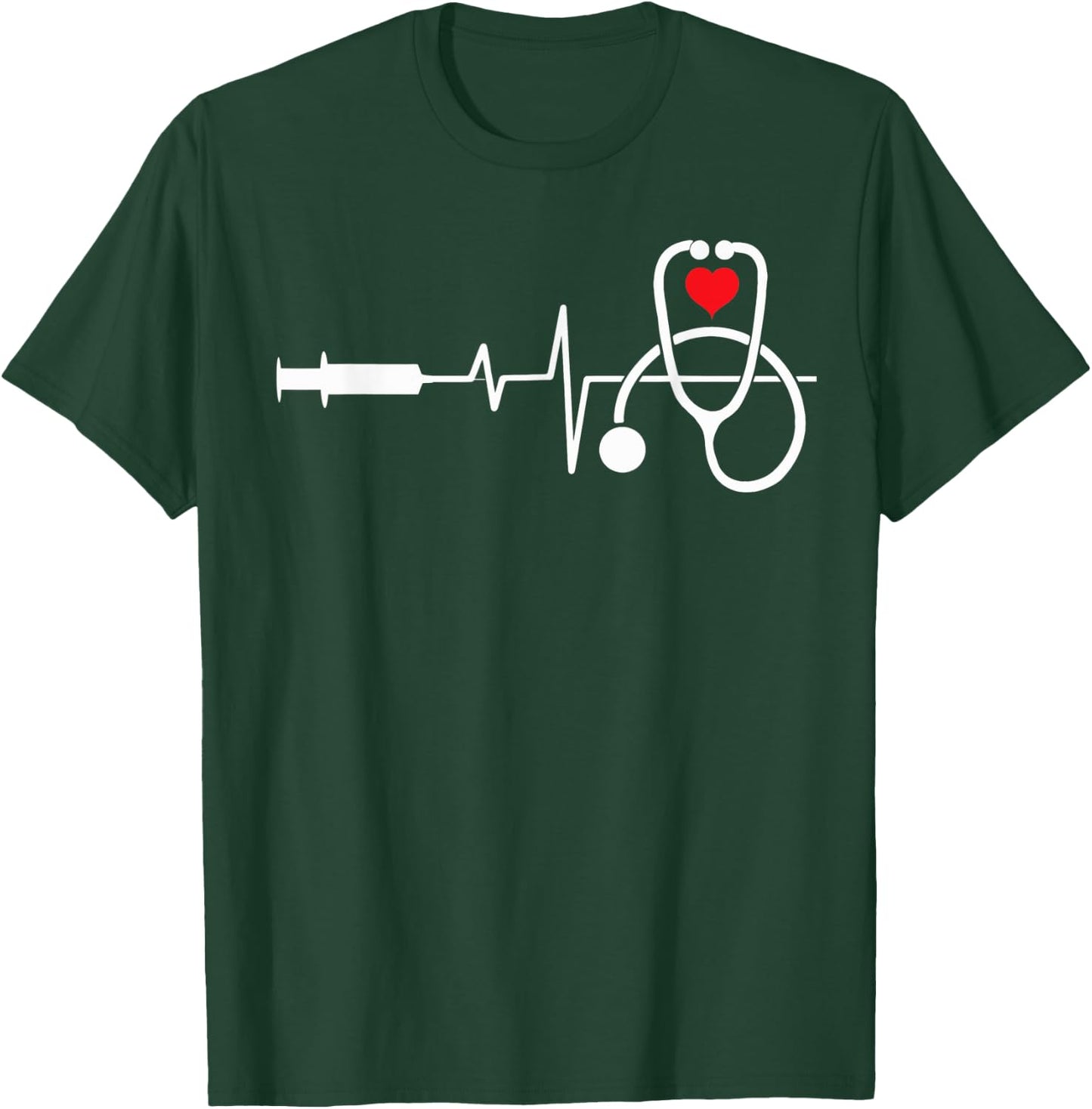 Funny Heart Beats Nurse Nursing Medical Men woman T-Shirt - T-Shirt | Forest