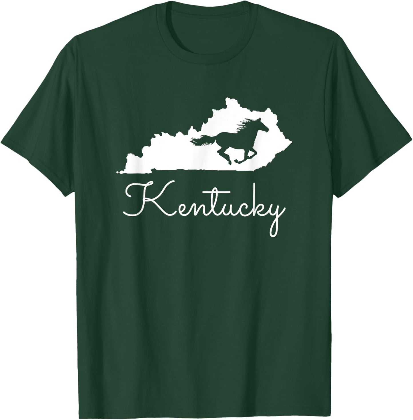 Kentucky Horse Map State T-Shirt - T-Shirt | Forest