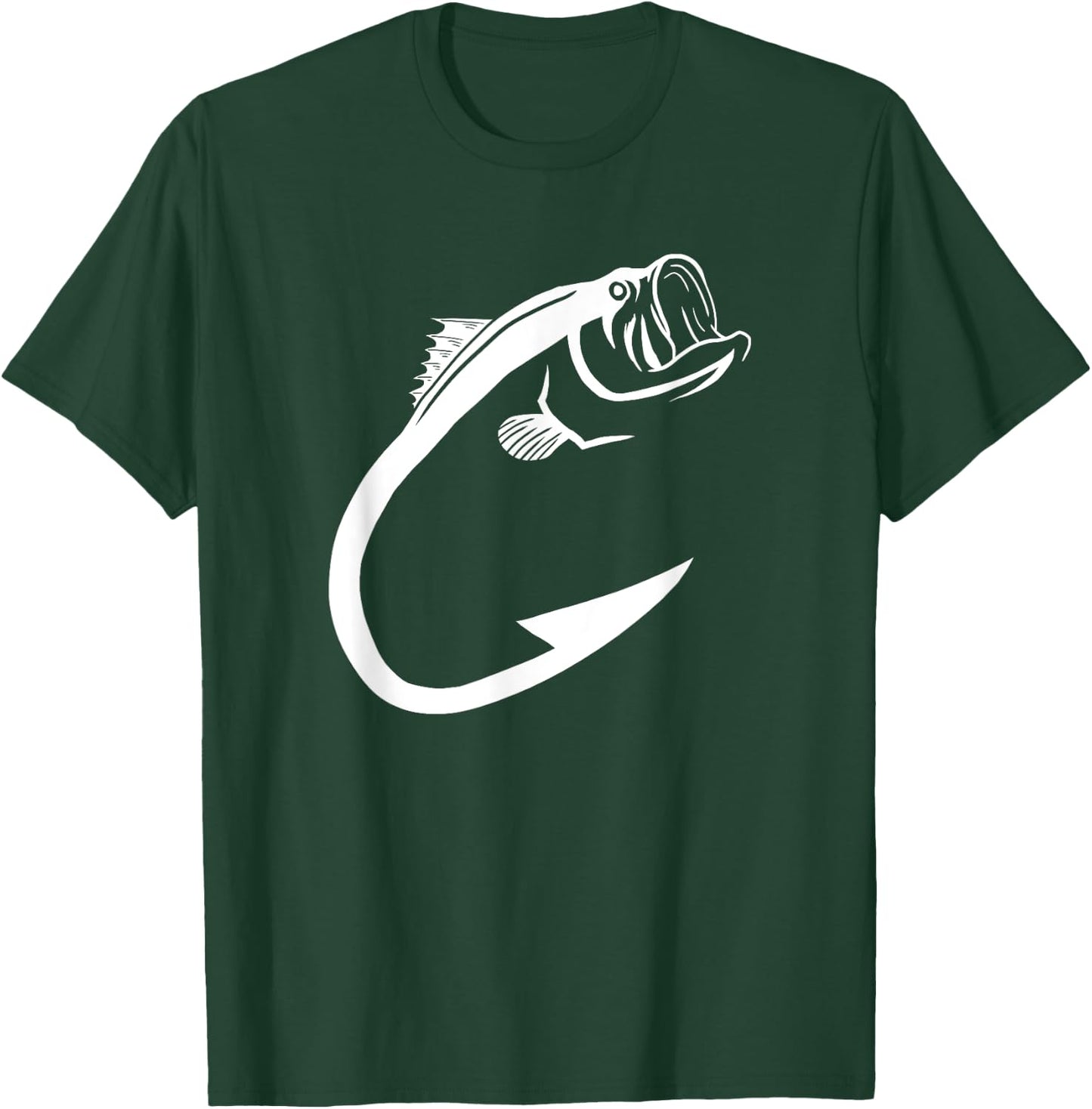 Fish Hook Minimal Art Cool Fishing Lover Art Lover Gift T-Shirt - T-Shirt | Forest