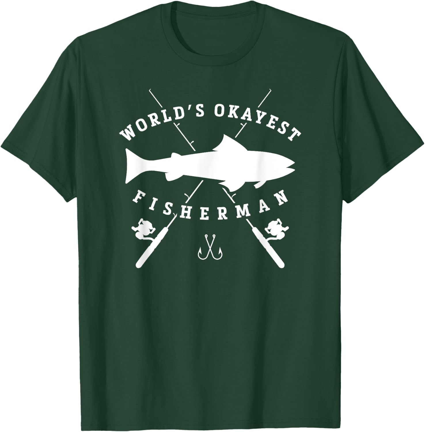 Worlds Okayest Fisherman Retirement T Shirt Fishing T-Shirt - T-Shirt | Forest