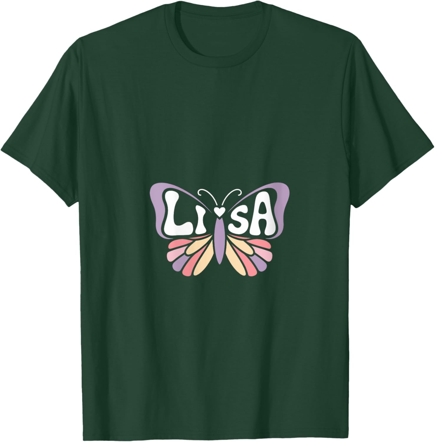 Lisa Butterfly - Personalized Cute Name Word Art V-Neck T-Shirt - T-Shirt | Forest