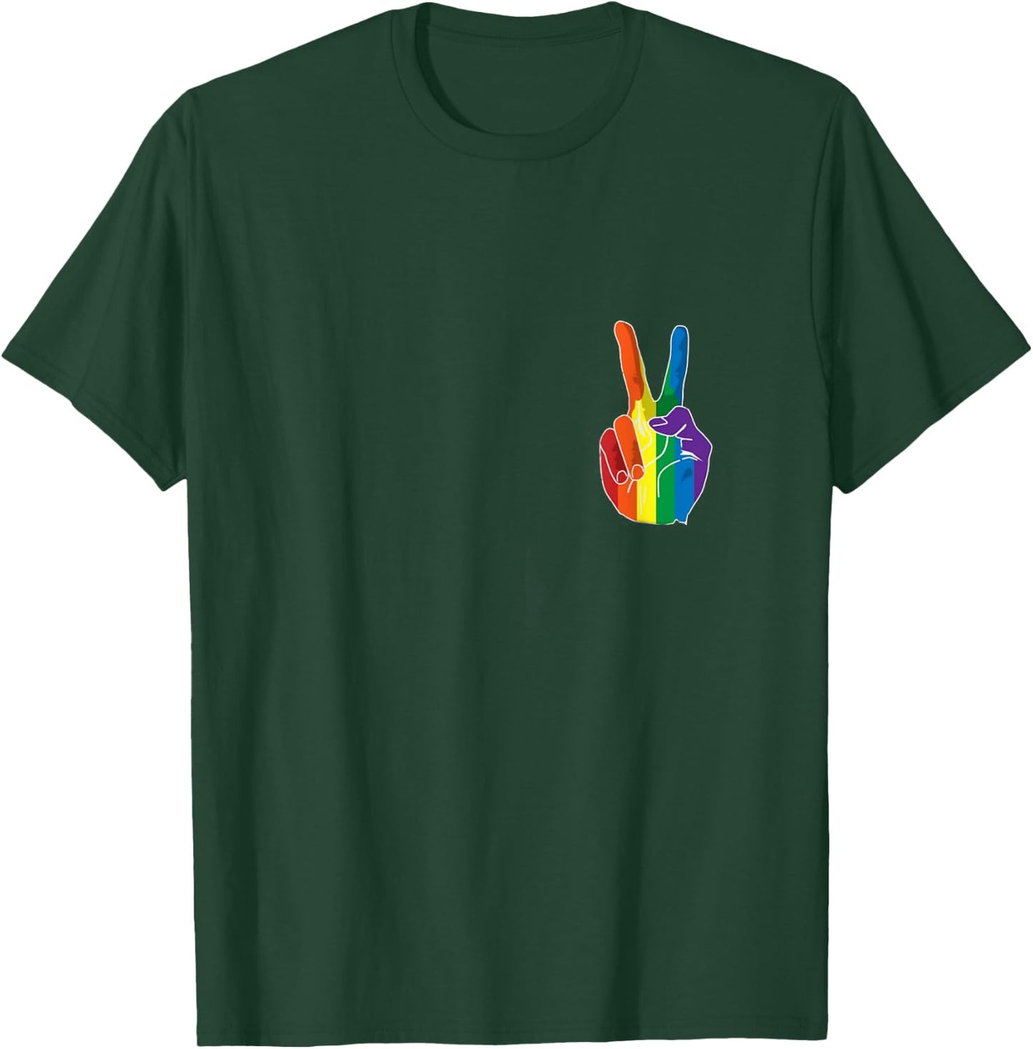 Pride Peace Sign Rainbow T-Shirt - T-Shirt | Forest