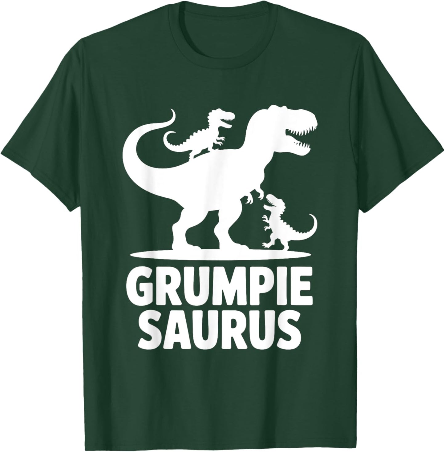 Grumpie Saurus Dinosaur Grandpa Of Two Grandkids Dino Family T-Shirt - T-Shirt | Forest