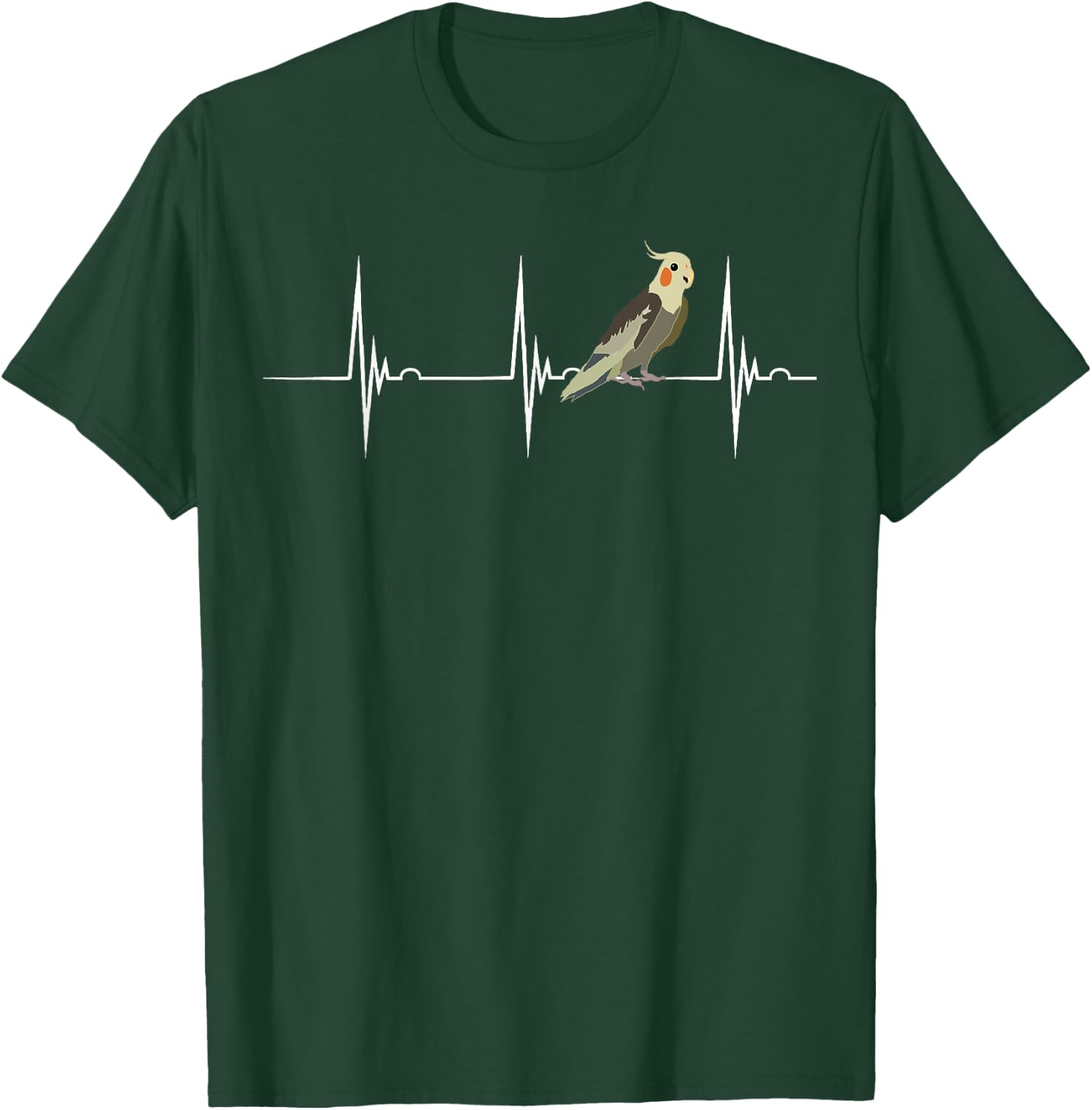 Cockatiel Heartbeat EKG Pulseline Avian Parrot Birds T-Shirt - T-Shirt | Forest