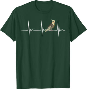Cockatiel Heartbeat EKG Pulseline Avian Parrot Birds T-Shirt - T-Shirt | Forest