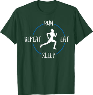 Run Eat Sleep Repeat Gift Runners & Joggers T-Shirt - T-Shirt | Forest