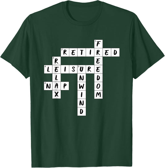 Retirement Crossword Puzzle T-Shirt - T-Shirt | Forest