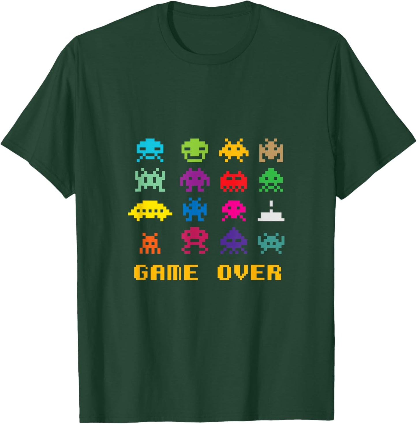 Game Over Retro Alien Invaders 80s 8-bit Video Game T-Shirt - T-Shirt | Forest