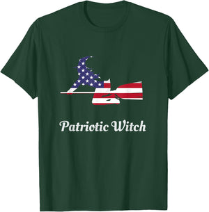 Halloween Patriotic Witch T Shirt - USA American Flag Women Kids Men T-Shirt - T-Shirt | Forest