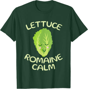 Vegan Vegetarian Unique Gifts Apparel Vegan Lettuce Romaine Calm Funny Vegetarian Vegetables Yoga T-Shirt - T-Shirt | Forest