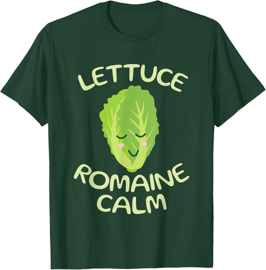 Vegan Vegetarian Unique Gifts Apparel Vegan Lettuce Romaine Calm Funny Vegetarian Vegetables Yoga T-Shirt - T-Shirt | Forest