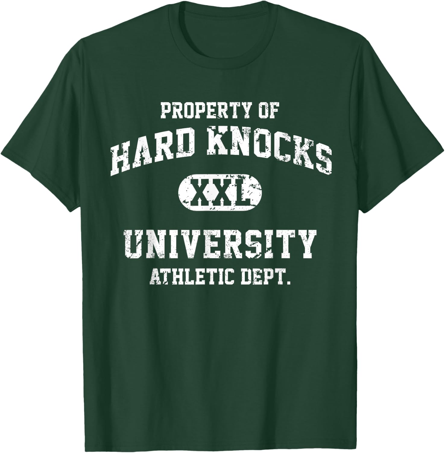 Proper T Hard Knocks University Funny - Black, , Short Sleeve, Classic Fit, XXL T-Shirt - T-Shirt | Forest