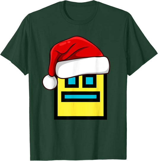 Dash Geometry Repeat Christmas Santa Hat Game Video Gamer T-Shirt - T-Shirt | Forest