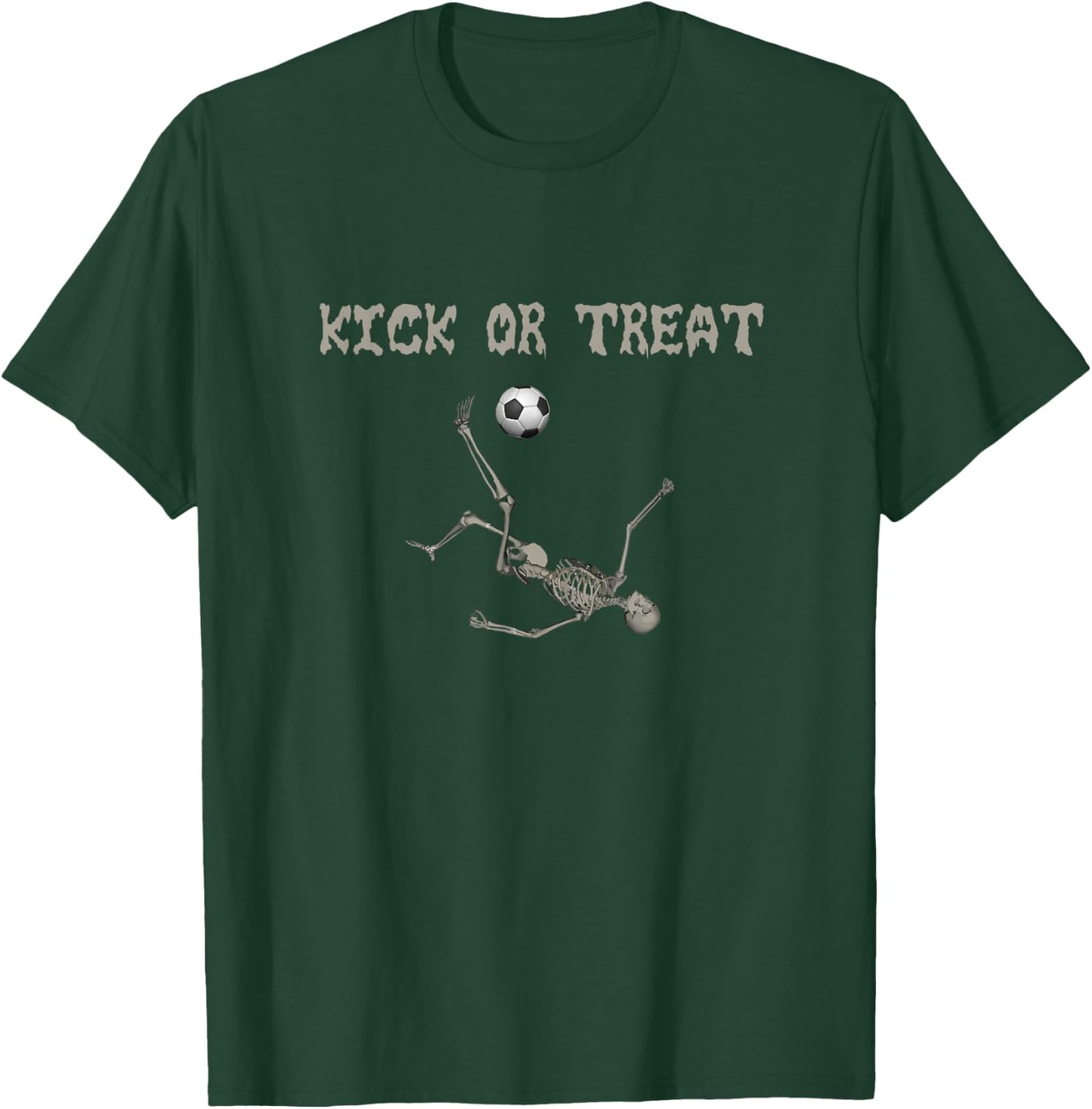 KICK OR TREAT!Skeleton Soccer Football Funny Halloween Shirt T-Shirt - T-Shirt | Forest