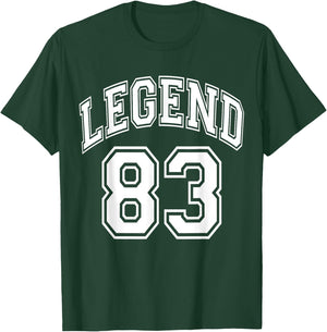 Legend 83 Number Varsity Team - 83rd Birthday & 83 Years Old T-Shirt - T-Shirt | Forest