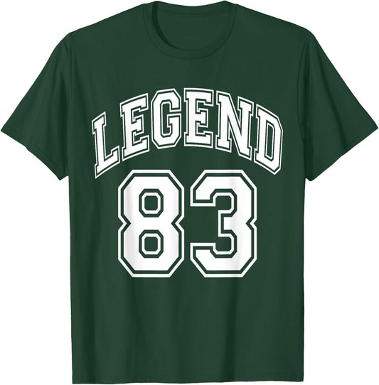 Legend 83 Number Varsity Team - 83rd Birthday & 83 Years Old T-Shirt - T-Shirt | Forest