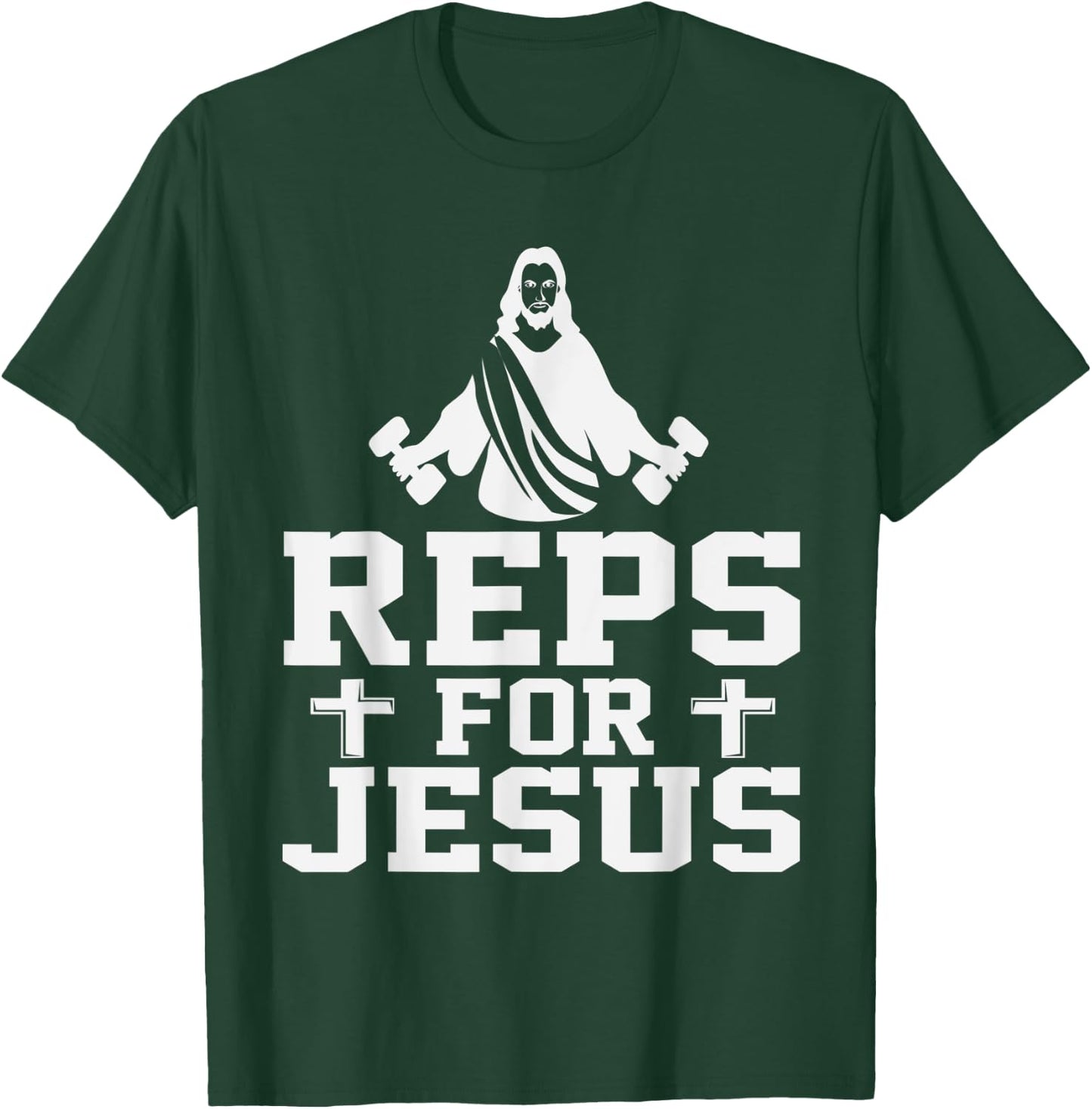Reps For Jesus Funny Christian Gym Fitness Biceps Quote Gift T-Shirt - T-Shirt | Forest
