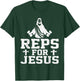 Reps For Jesus Funny Christian Gym Fitness Biceps Quote Gift T-Shirt - T-Shirt | Forest