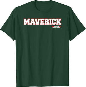 Top Gun Maverick Name with Logo Retro 80's Action Movie T-Shirt - T-Shirt | Forest