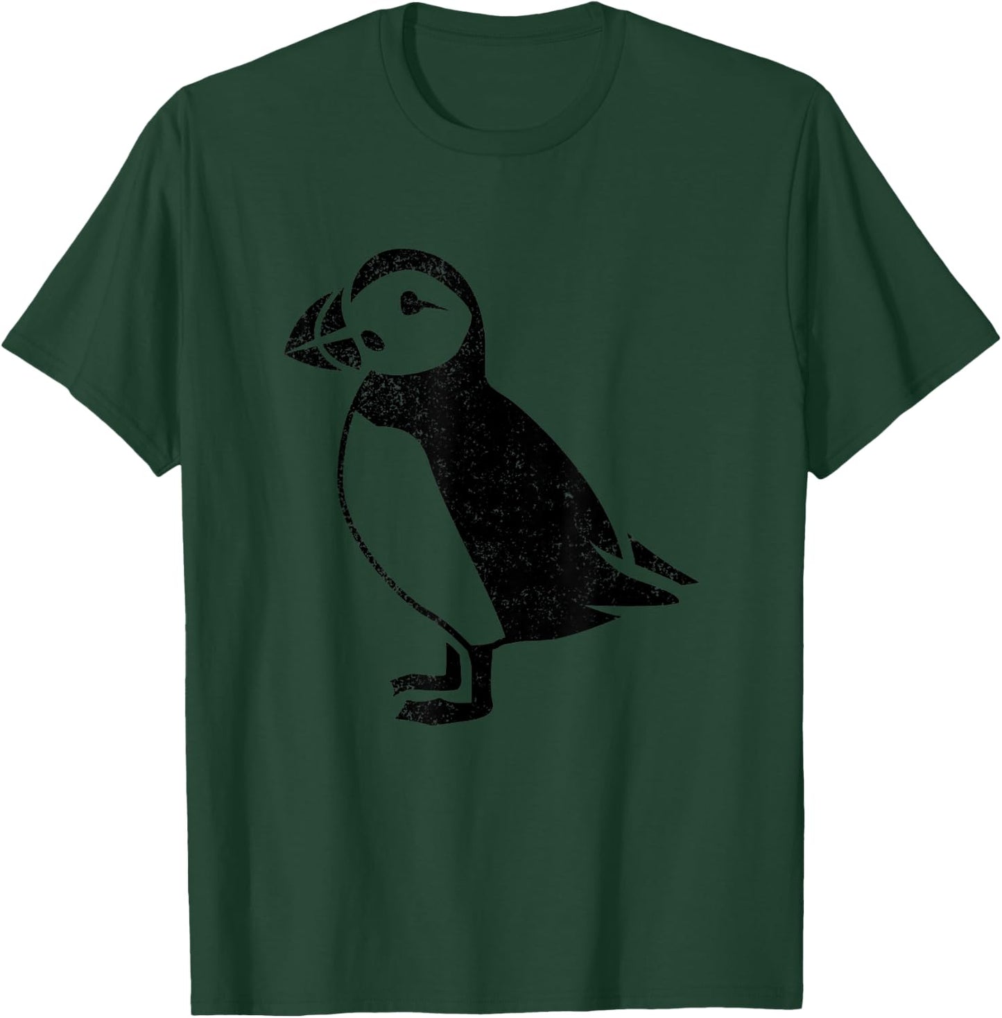 Puffin Iceland Distorted Cute Bird Black Graphic Gift T-Shirt - T-Shirt | Forest