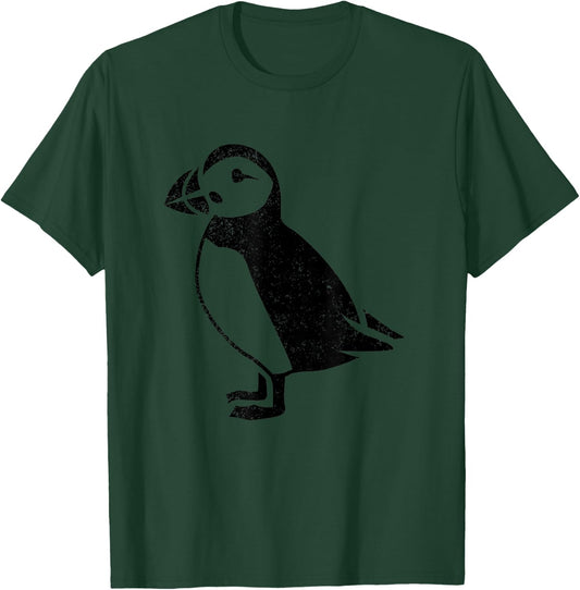 Puffin Iceland Distorted Cute Bird Black Graphic Gift T-Shirt - T-Shirt | Forest