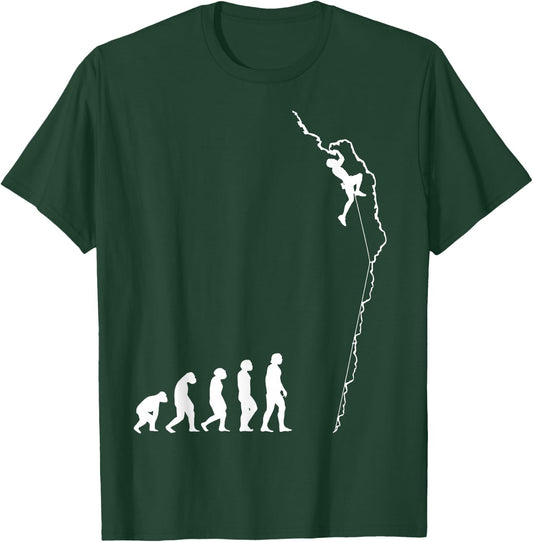 Climbing Evolution - Fun Bouldering Rock Climber T-Shirt - T-Shirt | Forest